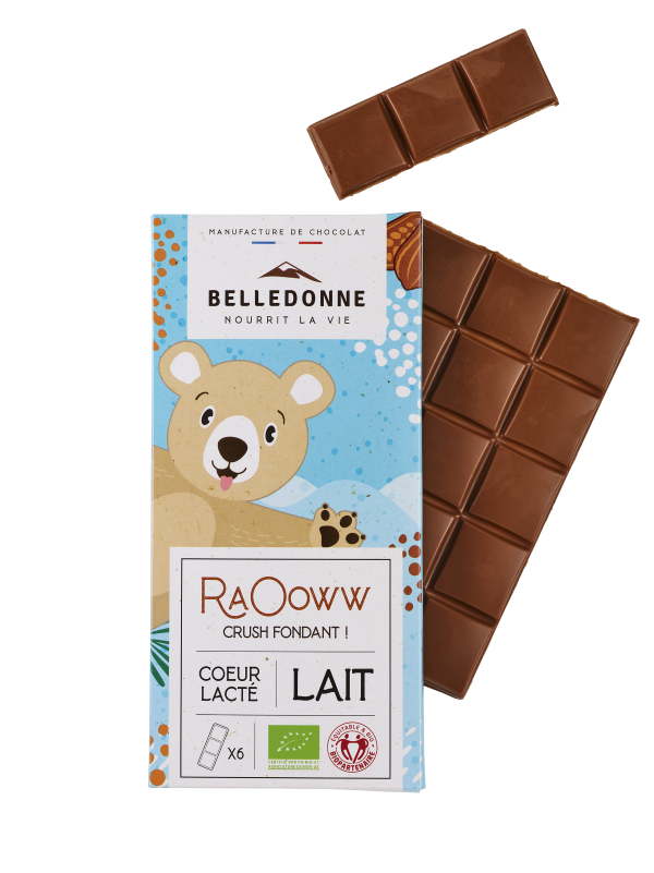 Belledonne -- Tablette enfant - chocolat au lait coeur lacté - 80 g