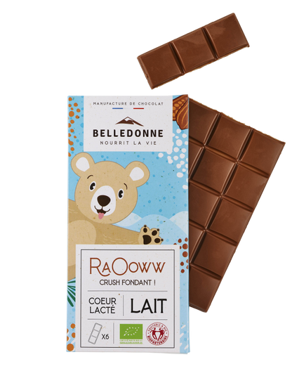 Belledonne -- Tablette enfant - chocolat au lait coeur lacté - 80 g