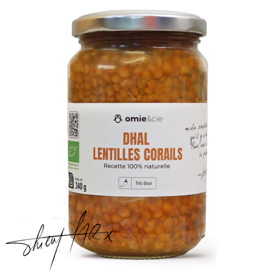 Omie -- Dhal de lentilles corail bio (tomates, lentilles françaises) - 340 g