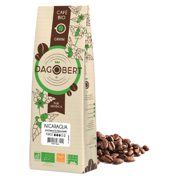 Les Cafés Dagobert -- Nicaragua 100% arabica, bio et équitable - grains (origine Nicaragua) - 1 kg