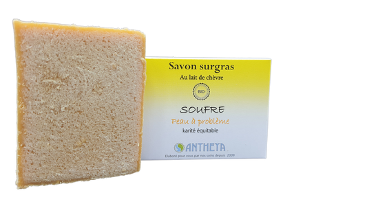 Antheya -- Savon lait de chèvre/soufre - purifiant exceptionnel (boîte) - 100 g